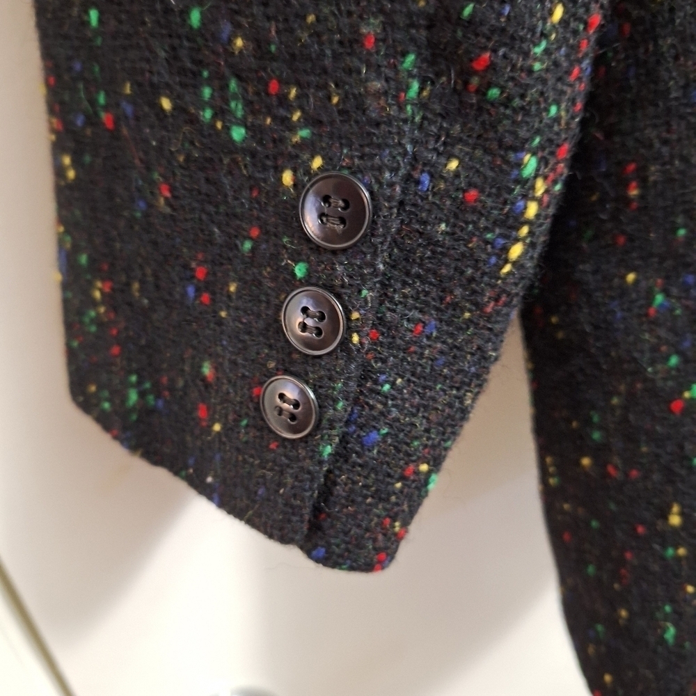 Vintage Couture CYNGE DESIGN Diane B Black Multicolored Wool Suit - Picture 9 of 11